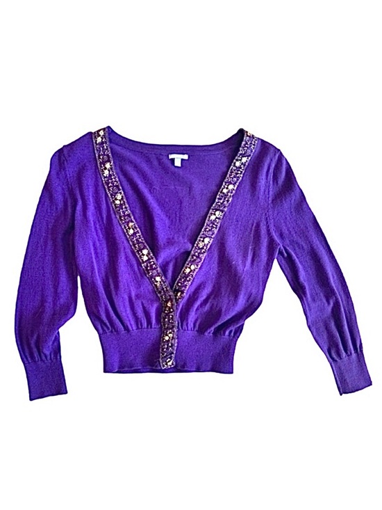 Charlotte Russe Sweaters - CHARLOTTE RUSSE ~ eggplant colored 3/4 sleeve sweater w/sequins size S